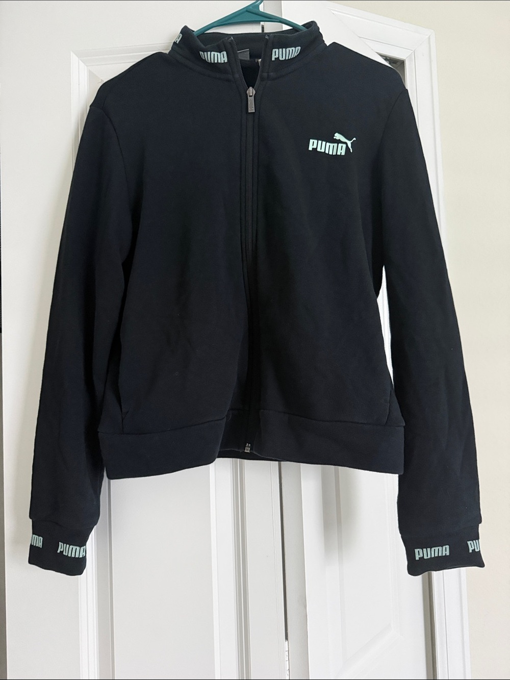 Puma Black Jacket with Mint Logo Accent